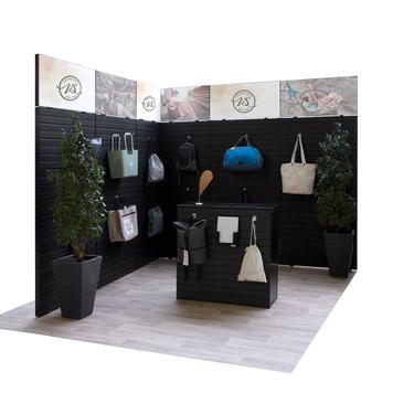 Stand de expoziție FlexiSlot "Style-Black" Stand de colț 2.850 x 2.800 mm